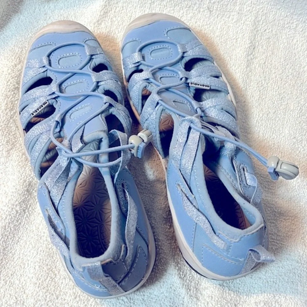 NWOT Keen girls Seacamp ll baby blue glitter sandals in size 3